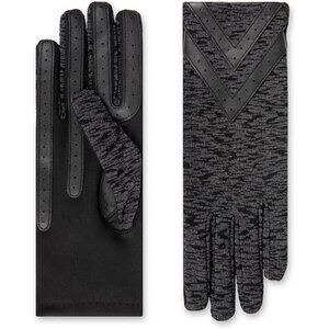 Women's Black Textured Spandex Gloves Warm Fleece Lined Chevron Touchscreen